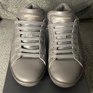 Grey Saint Laurent Calfskin Sneakers Authentic
